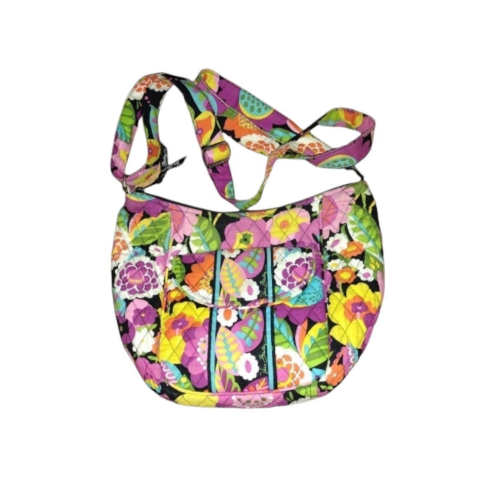 Vera Bradley Colorful Floral Boho Hobo Crossbody Quilted Handbag Purse